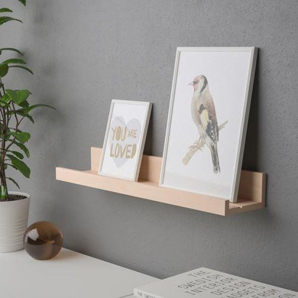 Duvar Rafı Huş Görünümlü Natürel Renk MeridyenDukkan 55 cm Çerçeve-Dekorasyon Rafı - 3