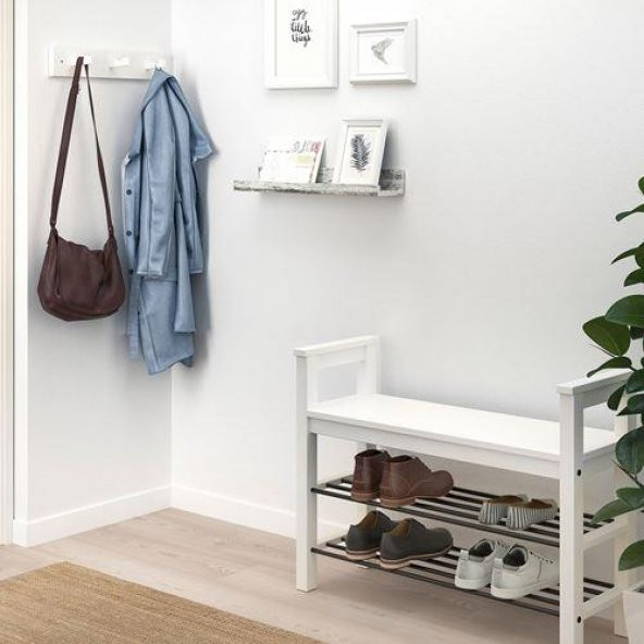 Duvar Rafı Çam Eskitme Görünümlü Beyaz Renk MeridyenDukkan 55 cm Çerçeve-Dekorasyon Rafı - 2