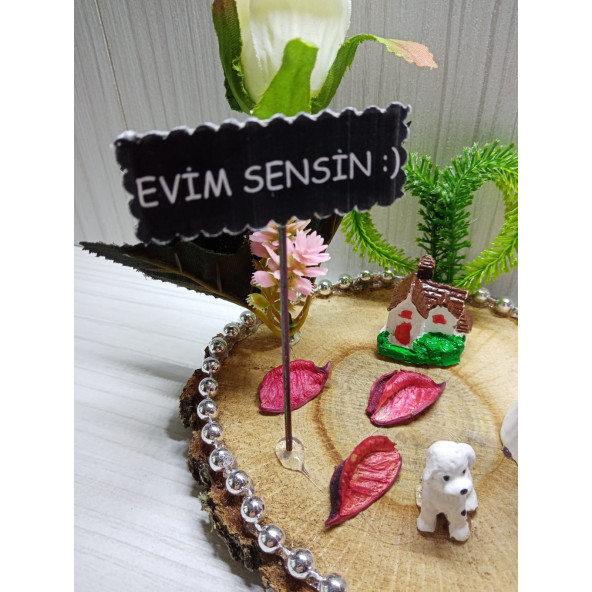Evlilik Yıl Dönümü Hediyesi Sarılan Çift Temalı Kütük Teraryum - 3