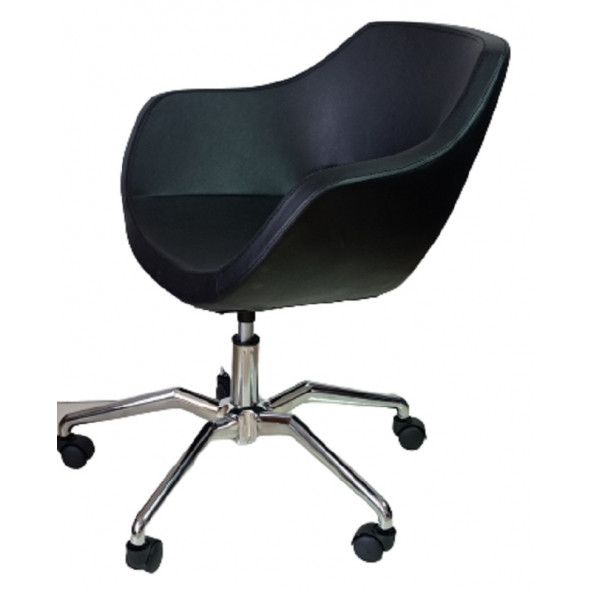 Ofis Koltuğu Döküm Süngerli Siyah Suni Deri Örümcek Yıldız Ayaklı - Resim 4