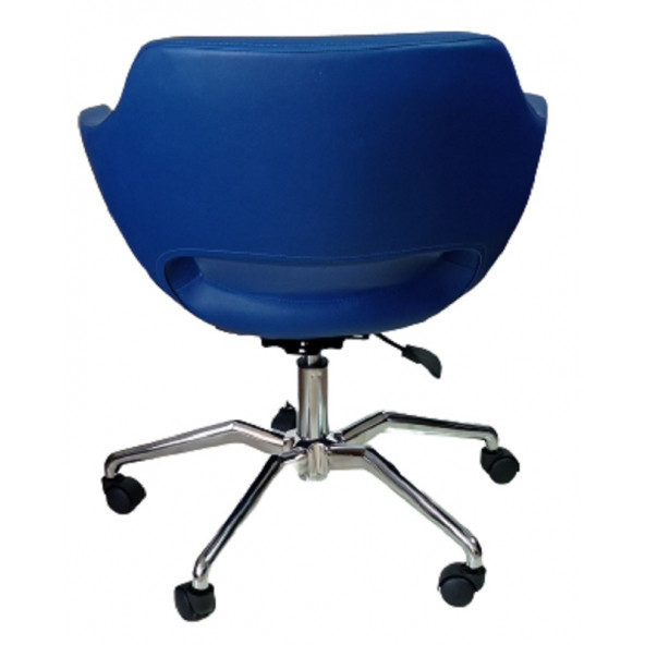 Ofis Koltuğu Döküm Süngerli Mavi Suni Deri Örümcek Yıldız Ayaklı - 3