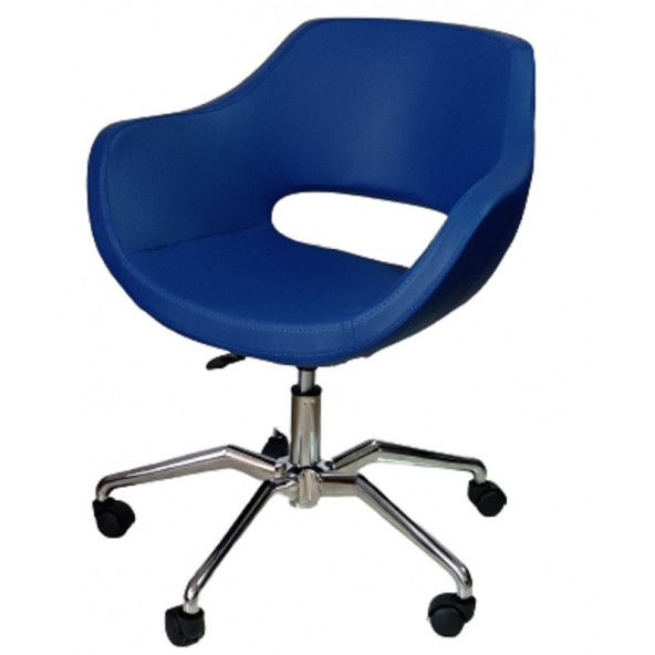 Ofis Koltuğu Döküm Süngerli Mavi Suni Deri Örümcek Yıldız Ayaklı - 4