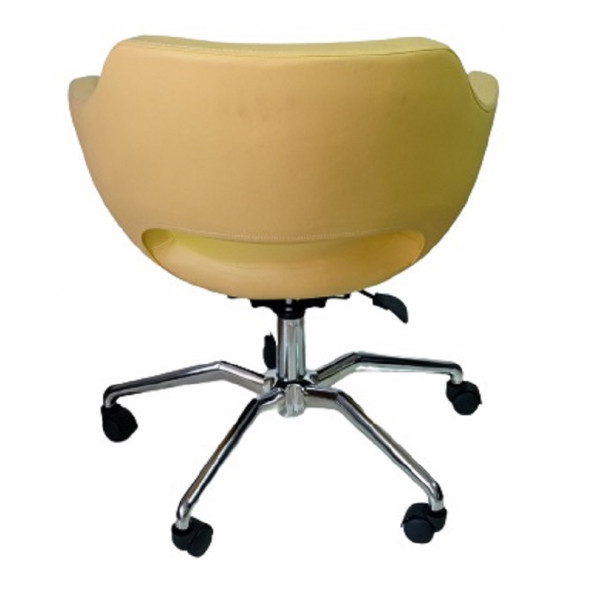 Ofis Koltuğu Döküm Süngerli Sarı Renk Suni Deri Örümcek Yıldız Ayaklı - 3