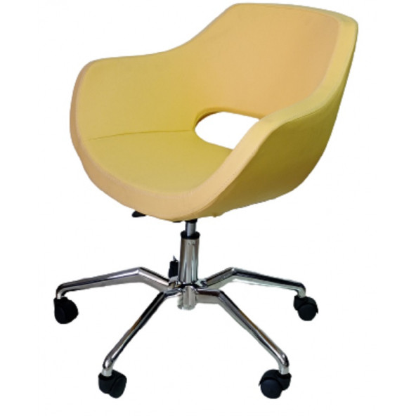 Ofis Koltuğu Döküm Süngerli Sarı Renk Suni Deri Örümcek Yıldız Ayaklı - 4