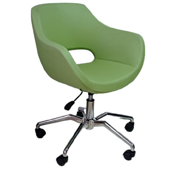 Ofis Koltuğu Döküm Süngerli Yeşil Renk Suni Deri Örümcek Yıldız Ayaklı