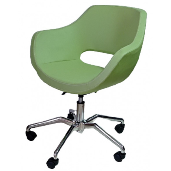 Ofis Koltuğu Döküm Süngerli Yeşil Renk Suni Deri Örümcek Yıldız Ayaklı - 4