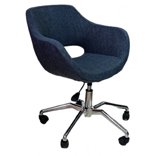 Ofis Koltuğu Döküm Süngerli Lacivert Renk Keten Kumaş Örümcek Yıldız Ayaklı