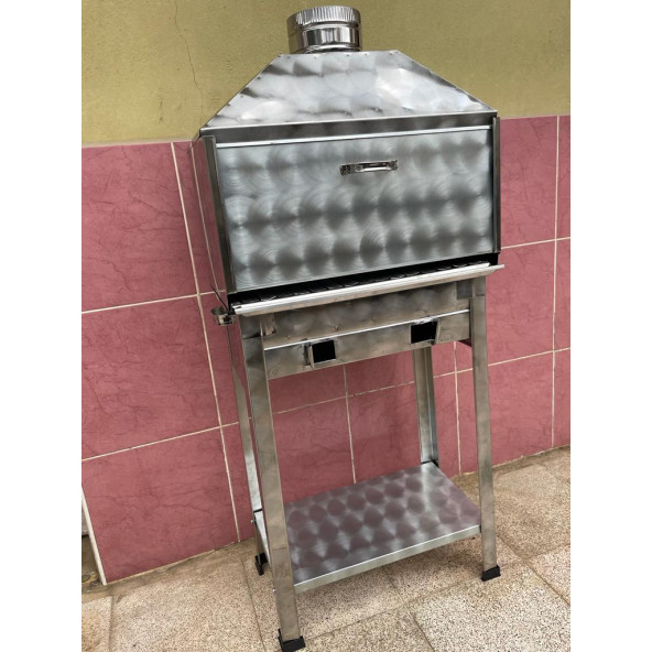 Paslanmaz Kömürlü Mangal Kalın Oluklu Lama Izgaralı 35x50 Cm Ebat - 1