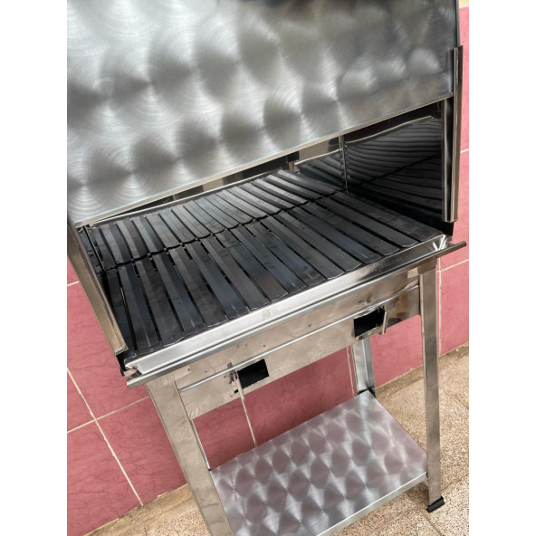 Paslanmaz Kömürlü Mangal Kalın Oluklu Lama Izgaralı 35x50 Cm Ebat - 5