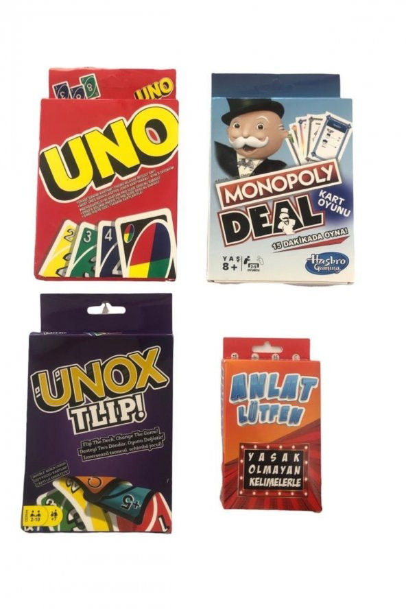 Uno Kart Monopoly Deal Unox Tlip Anlat Lütfen 4lü Set