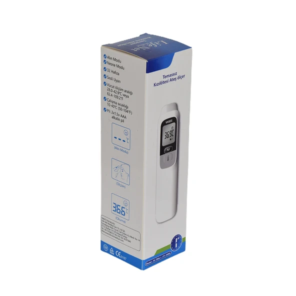 Temassız Ateş Ölçer Kızıl Ötesi Vücut ve Alından Termometre Pilli FT-100B - Resim 2