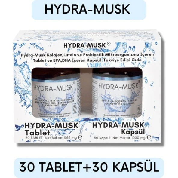 Hydra Musk Hydra-Musk Cildin Nem Tutma Kapasitesini Arttırmayı Destekleyen 30 Tablet+30 Kapsül Gıda Takviyesi