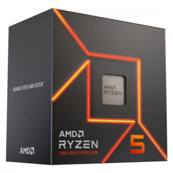 AMD RYZEN 5 7600 6 Core, 3,80-5,10GHz, 38Mb Cache, 65W,  AM5 Soket, BOX (Kutulu) (Grafik Kart VAR, Fan YOK)