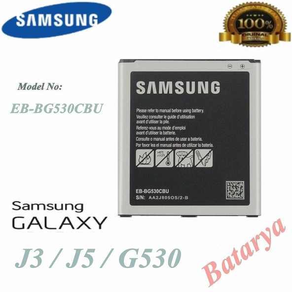 Samsung J3 Batarya J5 G530 Eb-Bg530Cbu J3 2016 2600Mah