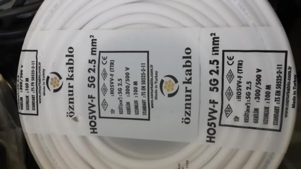 5x2.5 Ttr Beyaz Kablo Tam Bakır Tse Öznur 100 Metre