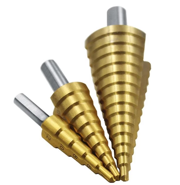 Paslanmaz 3 lü Kademeli Matkap Ucu Sac Delme Seti 3 Parça Kademeli Uç - 3