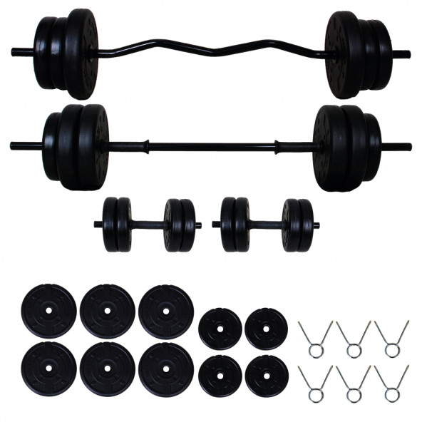 48 Kg Z-Bar (40 Kg Plaka) Halter Seti Ve Dambıl Seti