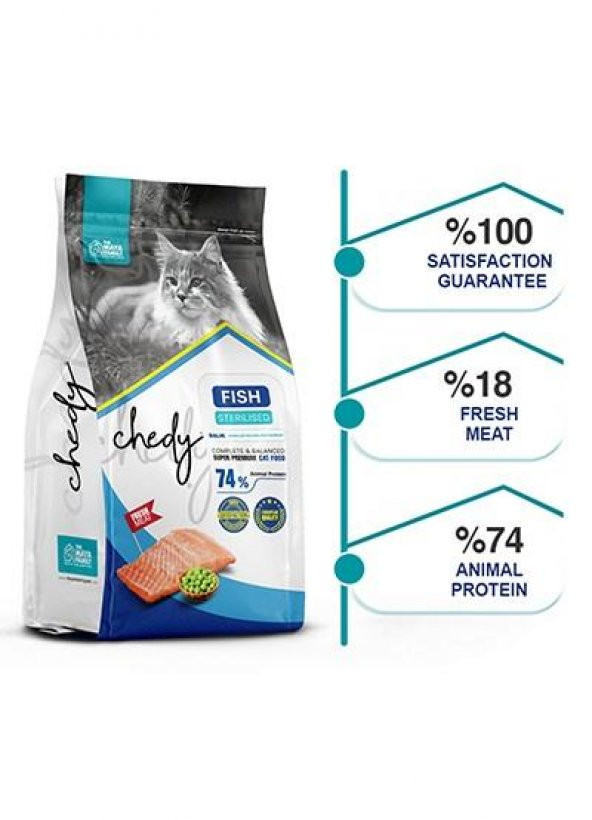 Chedy Sterilised Somunlu Kısırlaştırılmış Kedi Maması 1 Kg AÇIK - 2