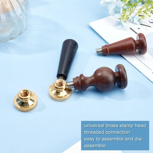 Ahşap Mum Mühürü Sapı Siyah Ağaç G11 Özel Tasarım M8 Dişli - Resim 2