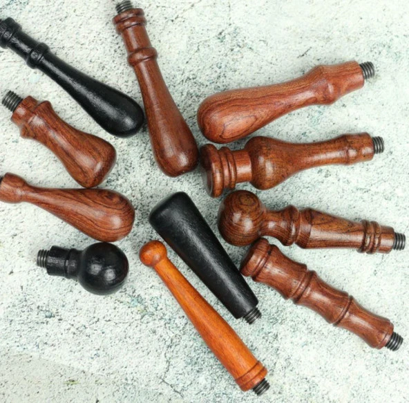 Ahşap Mum Mühürü Sapı Siyah Ağaç G11 Özel Tasarım M8 Dişli - Resim 3