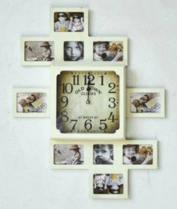 MBA MUTFAK SAATLERİ SERİSİ-MB FOTOĞRAF ÇERÇEVELİ KREM DUVAR SAATİ