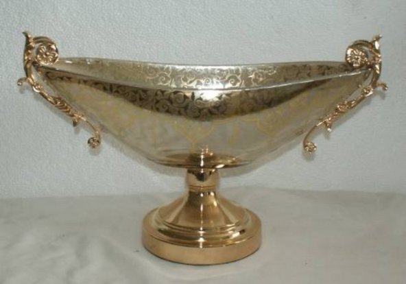 Fly DEKORATİF ÜRÜNLER > Salon Takımları-ALTIN DESENLİ DEK.CAM KASE