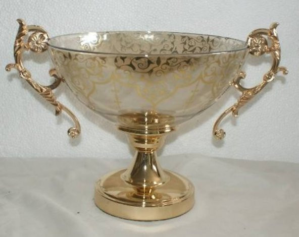 Fly DEKORATİF ÜRÜNLER > Salon Takımları-ALTIN DESENLİ DEK.CAM KASE