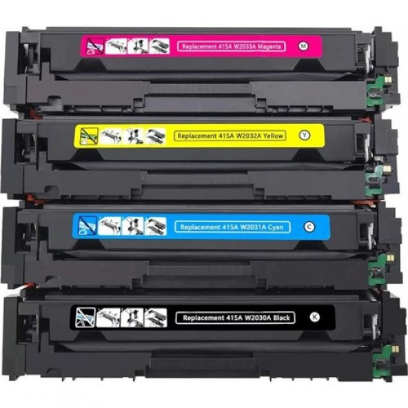 Eko Kartuş Hp Color Laserjet Pro M454DN (CF415-W2030A) -CRG055 Set (Chipsiz) Muadil Toner - Resim 2