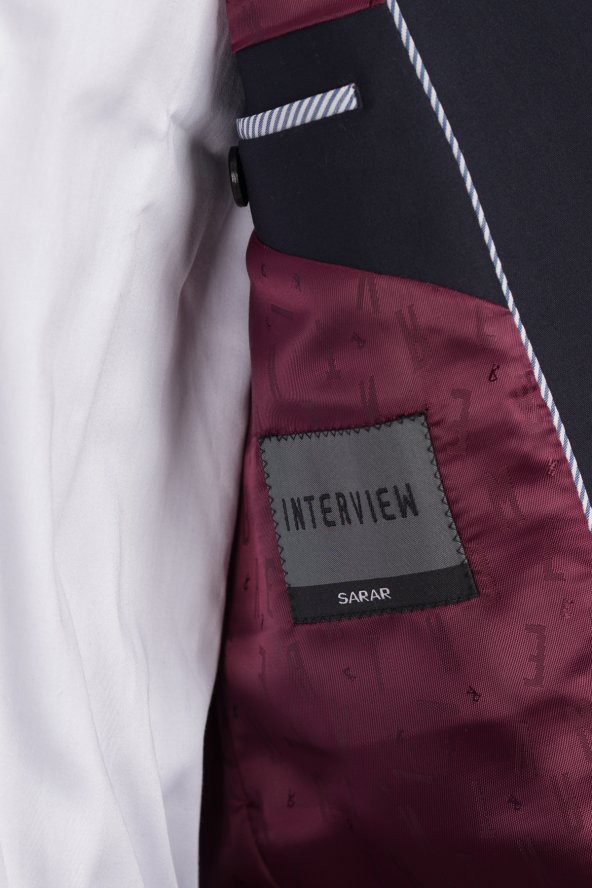 Sarar Interview Koyu Lacivert Slim Fit Takım Elbise - 7