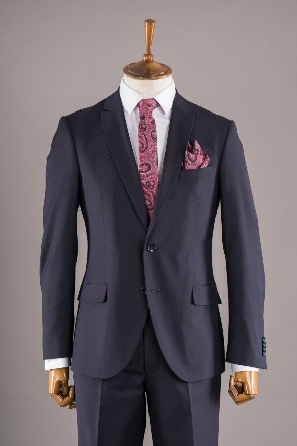 Sarar Interview Koyu Lacivert Slim Fit Takım Elbise - 8