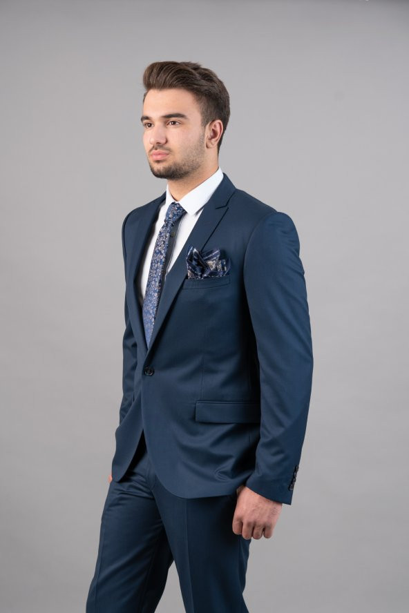 Sarar Interview Koyu Lacivert Slim Fit Takım Elbise - 11