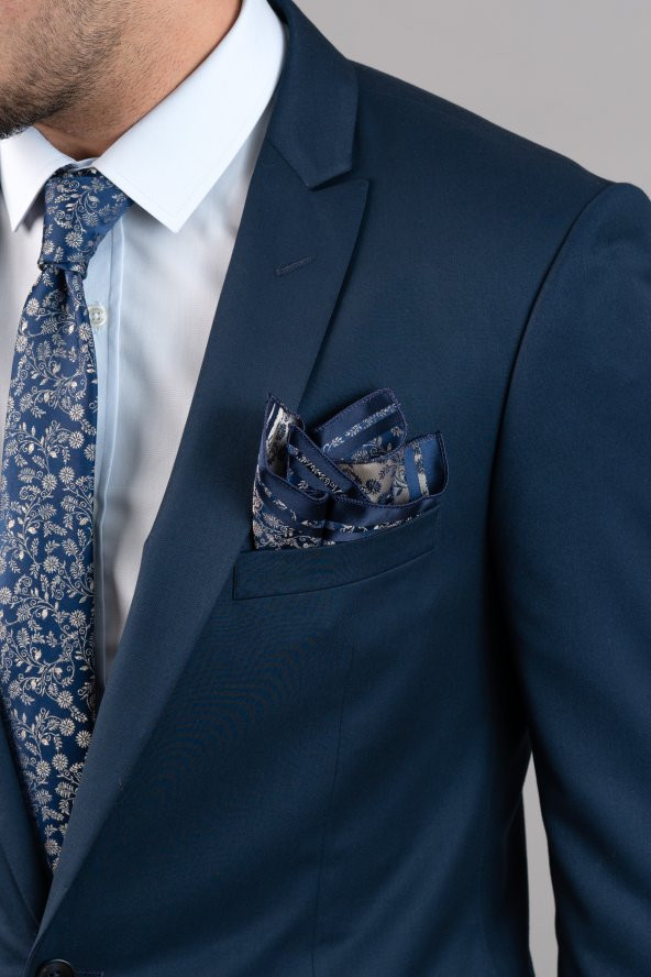 Sarar Interview Koyu Lacivert Slim Fit Takım Elbise - 12