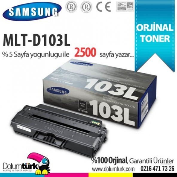 Samsung MLT-D103L / ML2950 / ML2955 / SCX-4726 / SCX-4729 / ML2951 Orjinal Toner