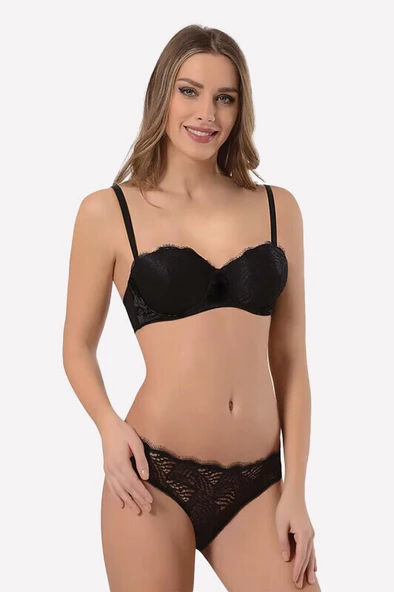 Siyah Dantelli Sütyen Külot Takımı - Resim 2