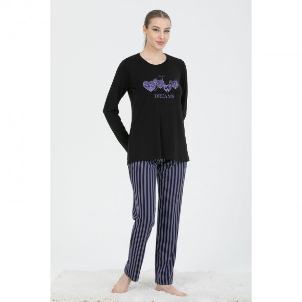PJS 23543 Kadın Çizgili Pijama Takım