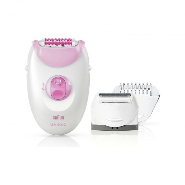 Braun Silk-Épil 3 3274 Epilatör - 2 Ek Ataşmanlı Kablolu Epilatör - Beyaz/pembe