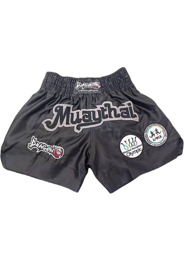 Dragondo Muay Thai Federasyon Onaylı Nakışlı Maç Şortu ve Şeffaf Dişlik 2'li Set - 4