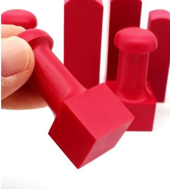 Mühür Kauçuk Alaşım Kırmızı Kaşe Kare 25x25mm - Resim 3