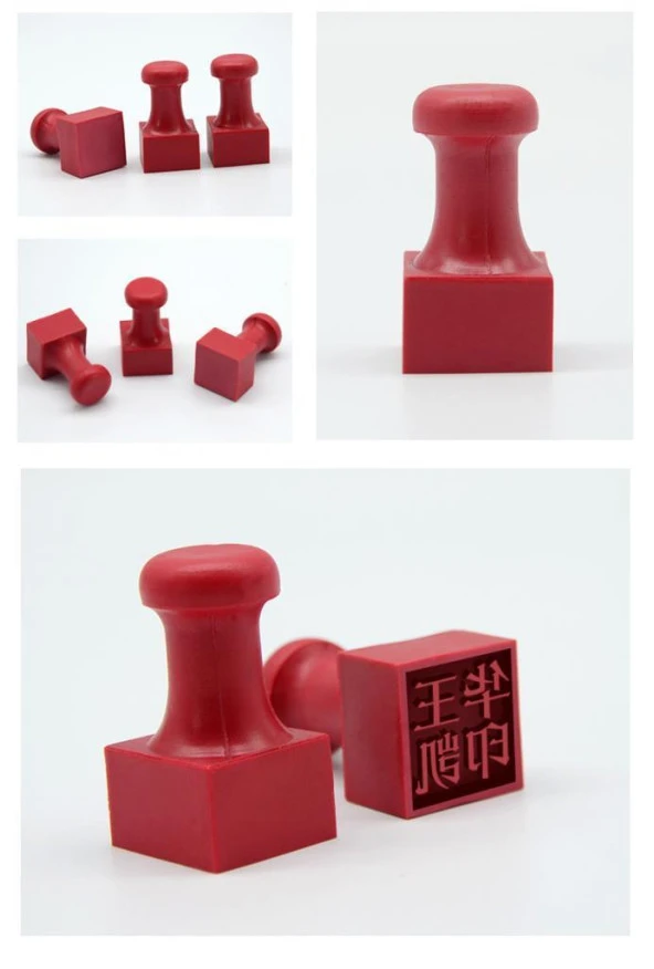 Mühür Kauçuk Alaşım Kırmızı Kaşe Kare 25x25mm - Resim 6