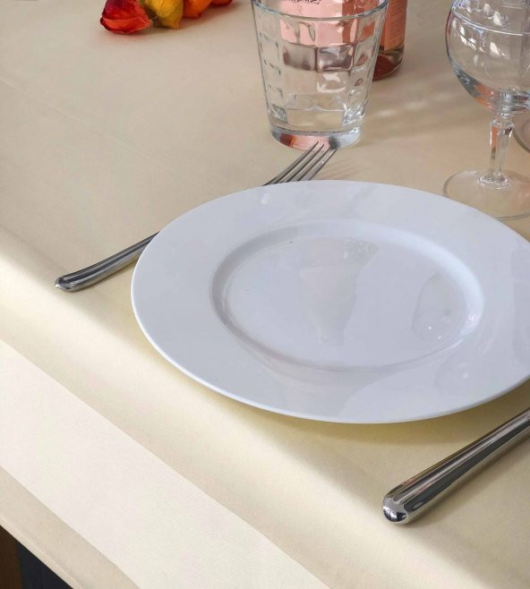 Hit Dükkan Atlas Kenarlı 80 x 80 cm Saten Bantlı Gastronomi Masa Örtüsü Şampanya Çift Kat Pamuklu