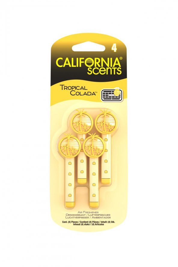 California Scents® Vent Stic "Tropical Colada" Kalorifer Geçme Koku 4lü Set