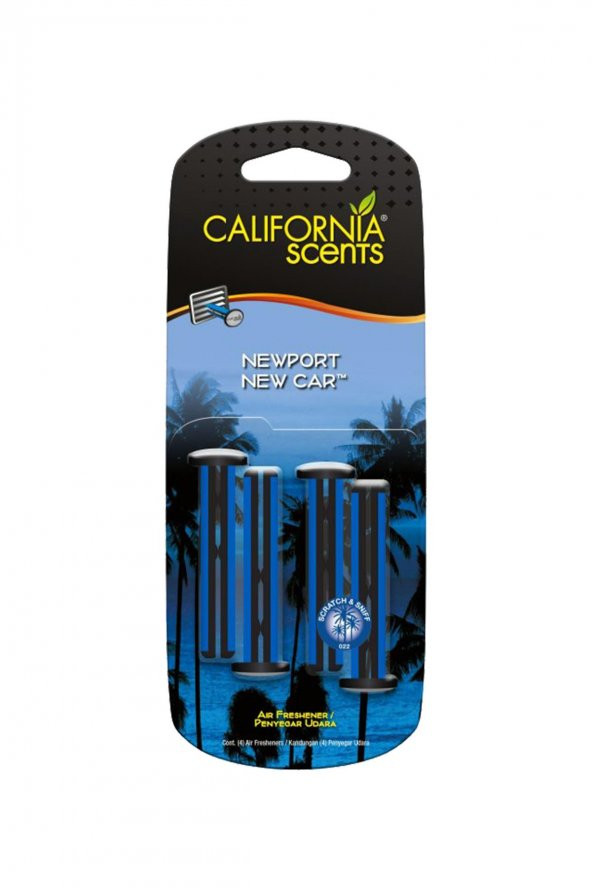 California Scents® Vent Stick "Newport New Car" Kalorifer Geçme Koku 4lü Set