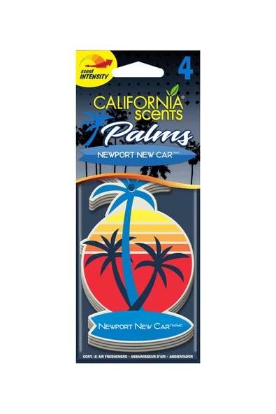 California Scents Palms Newport New Car Yeni Araba Parfümlü Asma Koku 4'lü Set