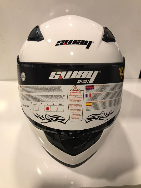 Sway SWAY 816 AYNA CAMLI BEYAZ KAPALI FULL FACE MOTOSİKLET KASK
