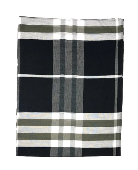 Burberry Ekose Desen %80 Yün , %20 Ipek,siyah Beyaz Kareli Şal 70x250 Cm Exaggerated Check - 5