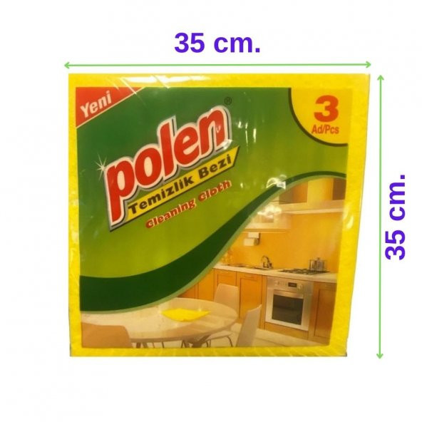 Polen 3lü Sarı Temizlik Bezi 35 x 35 cm. x 3 Paket