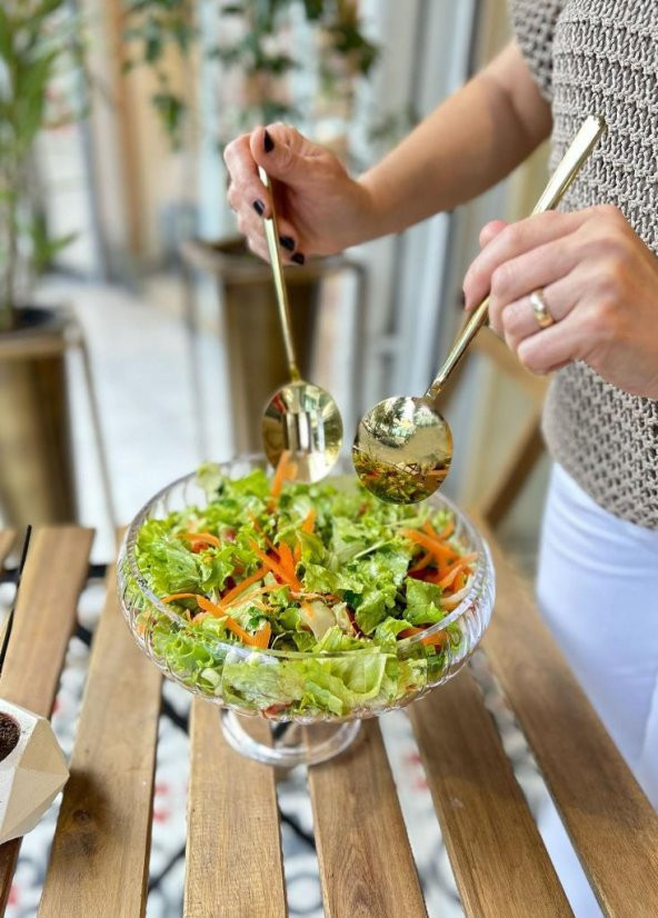 THE MİA SALATA SERVİS SETİ GOLD 2 PARÇA - 4