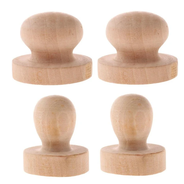 Ahşap Yuvarlak Mühür 50mm Çap Tutamaçlı Blok Ağaç - Resim 2