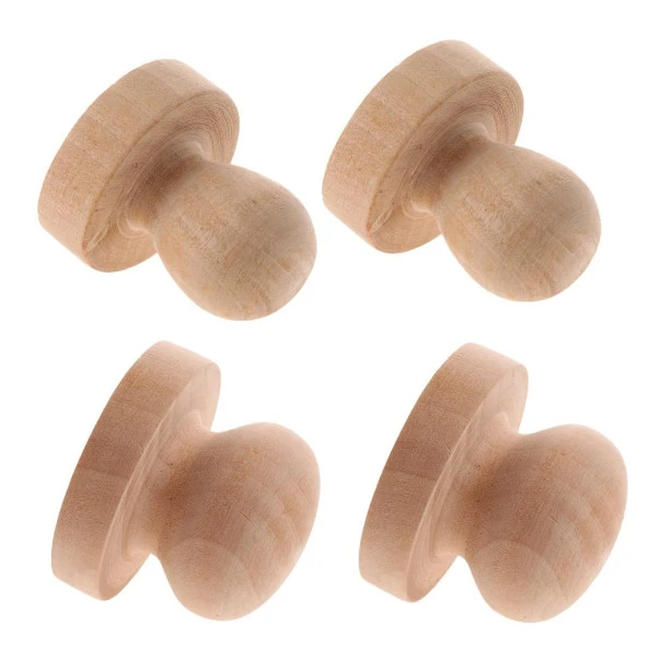 Ahşap Yuvarlak Mühür 50mm Çap Tutamaçlı Blok Ağaç - Resim 3