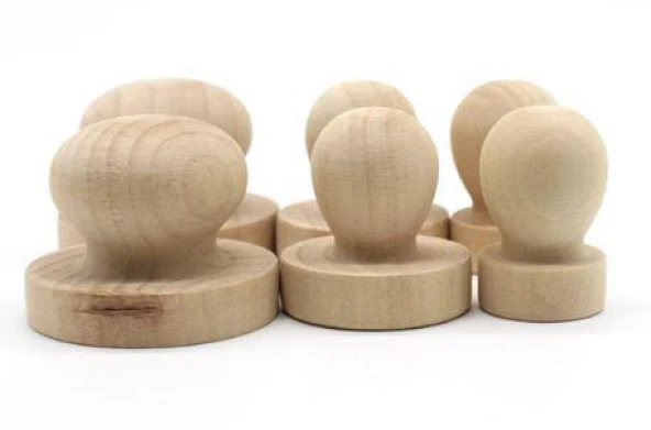 Ahşap Yuvarlak Mühür 50mm Çap Tutamaçlı Blok Ağaç - Resim 6